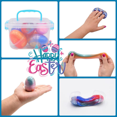 Howzcci 6 Pack Slime Eggs Toys Easter Eggs Toys for Kids Boys Girls Easter Basket Stuffers Essentials Egg Fillers Party