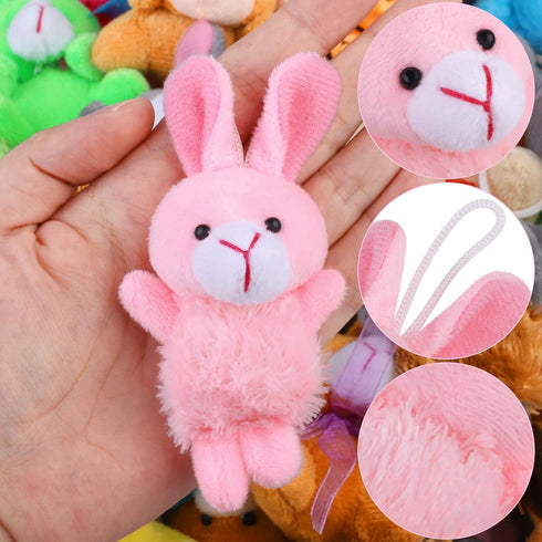 64 Pieces Mini Plush Animals Toys Set - Cute Small Stuffed Animal Keychain Jungle Animal Decor for Parties