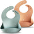 Moonkie Silicone Baby Bibs Set Of 2, BPA Free Waterproof Adjustable Bibs for Babies & Toddlers (Ether/Muted)