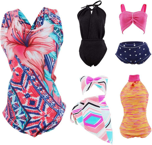 E-TING 11 Items, 3 Pcs Doll Beach Bikini Swimsuit + 3 Pcs Swim Ring + 5 Pairs Shoes for 11.5 Inch Girl Doll (Random
