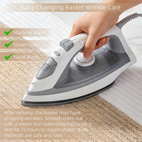 Baby Changing Basket with Diaper Changing Pad, Breathable & Waterproof Dual-Cover Foldable Portable Travel Cotton Rope