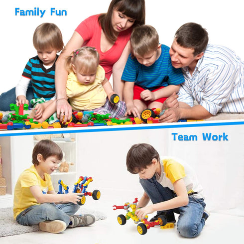Kids Building Kit STEM Toys, 110 Pcs Educational Construction Blocks DIY Learning Set for Ages 3-10