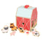 Pearhead Farm Animal Shape Sorter Wooden Barn with 6 Chunky Animal Blocks,
