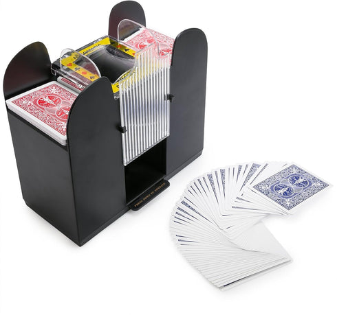 WYZworks – 6 Deck Casino Automatic Card Shuffler - Shuffler for Cards Shuffling - Battery Operated – Electric Card Mixer for Family, Party Poker/Blackjack/Home Card Games – Black