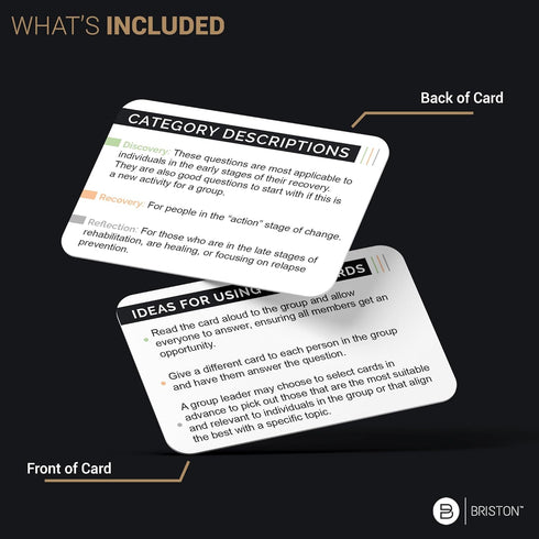 200 Briston Overcome Addiction Recovery Flash Cards Therapy Question Cards for Group Counseling, Sobriety, and Mental