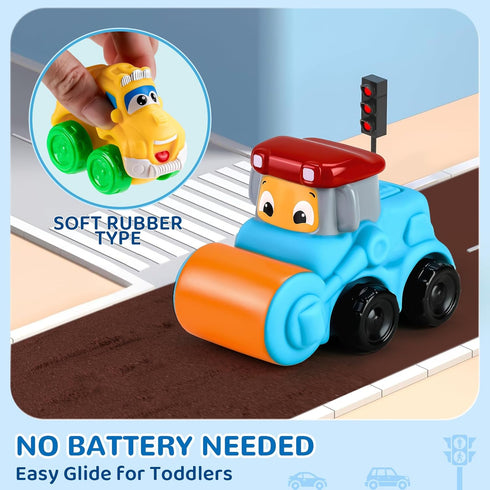 1+ Bag)|12 18 2 3 bessome Soft Rubber Cars Toy for Year Old Boy with Playmat (Storage PCS Construction Cars Baby Toys
