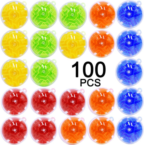 Yomwet 100PCS Brain Teaser Puzzle Ball Fidget Toys Bulk, Mini 3D Maze Balls