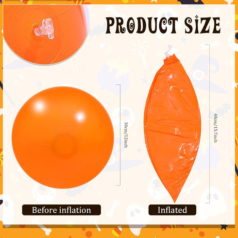 50 Pcs Halloween Pumpkin Inflatable Balls, Outdoor Decorations for Birthday Party, DIY Pumpkin Props
