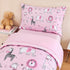 4-Piece Set Set URBONUR Toddler Bedding - Ultra Soft Cartoon Pink Zoo Animals Girls Toddler Comforter - Include
