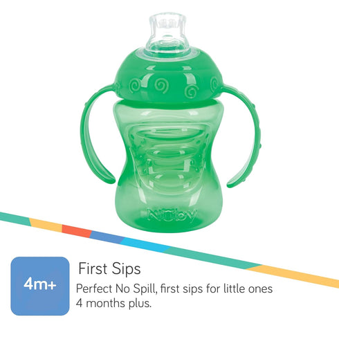 3 Pack Nuby Two Handle No Spill Toddler Sippy Cups - Toddler Cups Spill Proof with Easy and Firm Grip - Aqua, Blue
