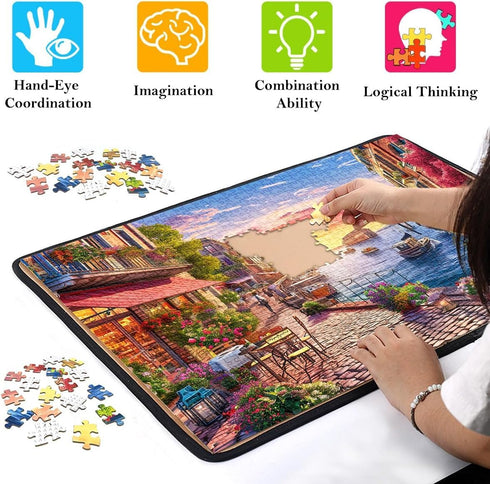Jigsaw Puzzles for Adults 1000 Pieces, Charming Streets Scene 1:1 Poster, Home Decor Gift for Men Women Elders