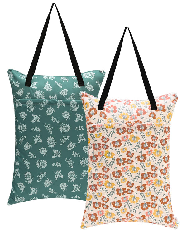 ALVABABY 2 Pack Large Wet Dry Bag Waterproof Hanging Cloth Diaper with