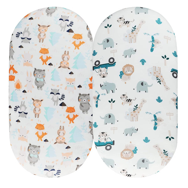 Bassinet Sheet Set 2 Pack Snug Fitted Cradle Fitted Sheets, Stretchy Ultra