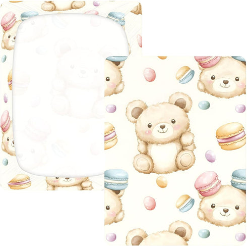 SEHANY 52"x28" Cute Cartoon Bear Fitted Crib Sheet - Soft Breathable Cotton Baby Crib Sheets for Standard Crib