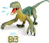 VERTOY Remote Control Dinosaur Toy - Walking Velociraptor with Light and Sound for Kids 3-12