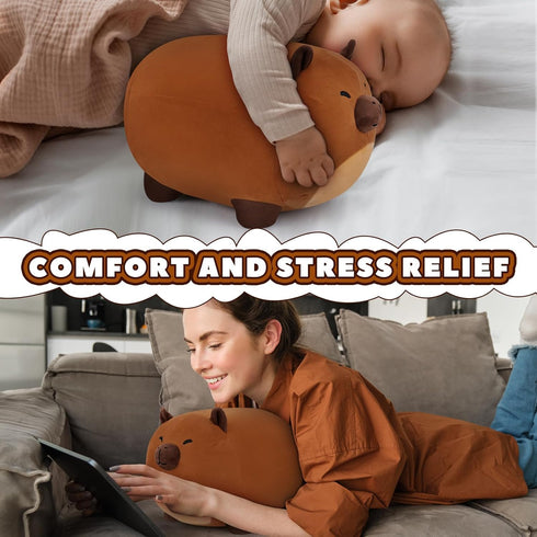 Capybara Plush Toys - 12'' Soft Plush Capybara Pillow, Cute Stuffed Toy, Doll Gift for Kids Girls Boys