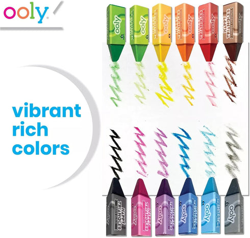 Set 12, Ooly Jumbo Triangle Crayons for Toddlers of Non-Toxic Triangle Shaped Easy to Hold Crayons for Toddler, No