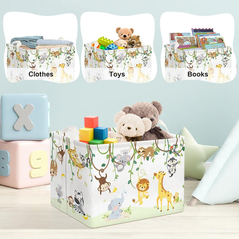 Clastyle Vine Woodland Animal Baby Basket, Toddler Gift Toy Chest Box, Nursery Room Decor Organizer