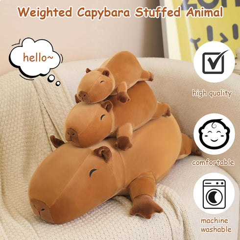 23.6 Inch, 3.1 Lbs SQEQE Weighted Capybara Plush, Weighted Capybara Stuffed Animal, Cute Plushies Soft Pillow Toy Gift