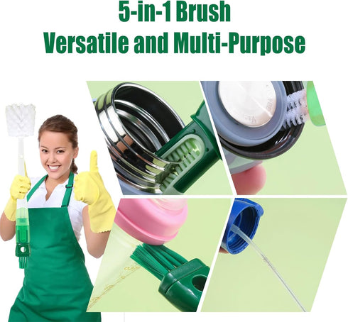 BOBOAR Brush,5-in-1 Set Water Bottle Cleaner Bottle Scrubber Brush for Cleaning Bottles