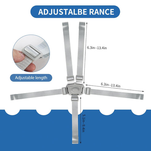 Runhike 5 Buckle,1PC Adjustable High Chair Straps Replacement Compatible with Ingenuity for Most for Most Point High