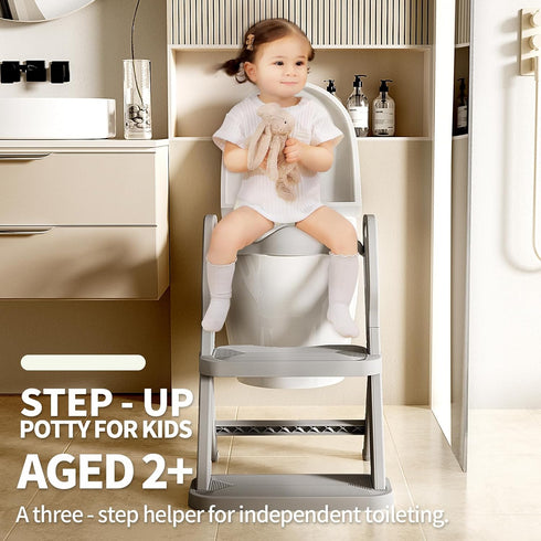 CheerKid Toddler Potty Training Toilet Seat-Alongside Foldable Potty Train Chair Adapter, Potty Seats with Steps Ladder