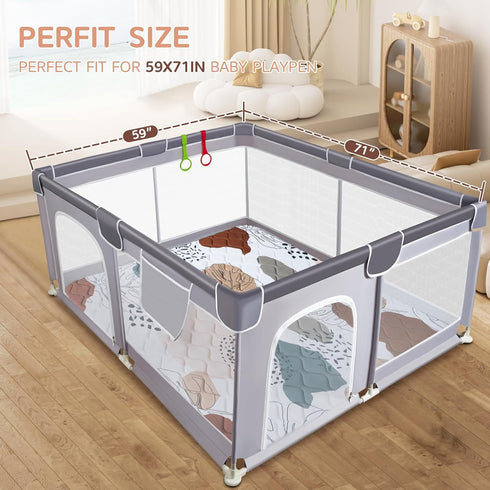 71x59 Inch Baby Play Mat - Thicken Soft Foam Crawling Mat for Playpen & Floor, Non-Slip Waterproof Activity Playmats