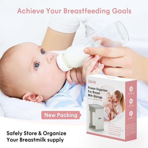Breastmilk Freezer Organizer | Breastmilk Storage Container Storing System for Freezing Breastmilk | Use with Standard