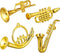 Balacoo 4Pcs Mini Plastic Musical Instrument Dollhouse Model, Gold Trumpet Saxophone Miniature Christmas Tree Decor