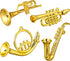 Balacoo 4Pcs Mini Plastic Musical Instrument Dollhouse Model, Gold Trumpet Saxophone Miniature Christmas Tree Decor