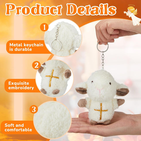 Shappy Mini Plush Lambs Jesus Plush Toys, 12 Pcs Lamb of God Stuffed Animal Gifts for First Communion