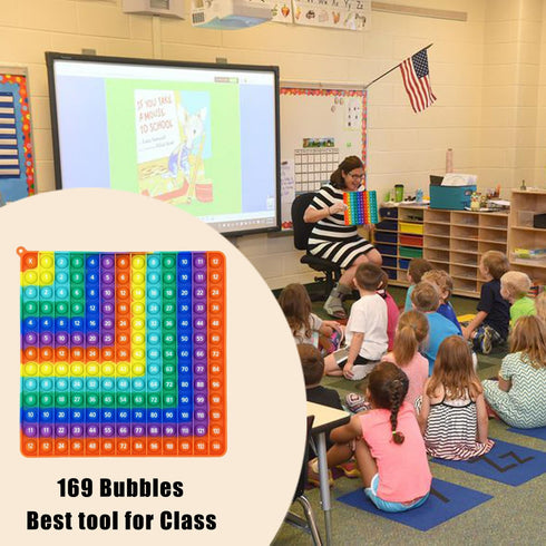 Multiplication 12x12, Addition 1-12 Math Fidget Popper, Learning Tools for Students and Children, Rainbow