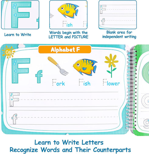 Preschool Learning Activities Workbook, Handwriting Practice Book for Kids, Birthday Gifts for Ages 3-5