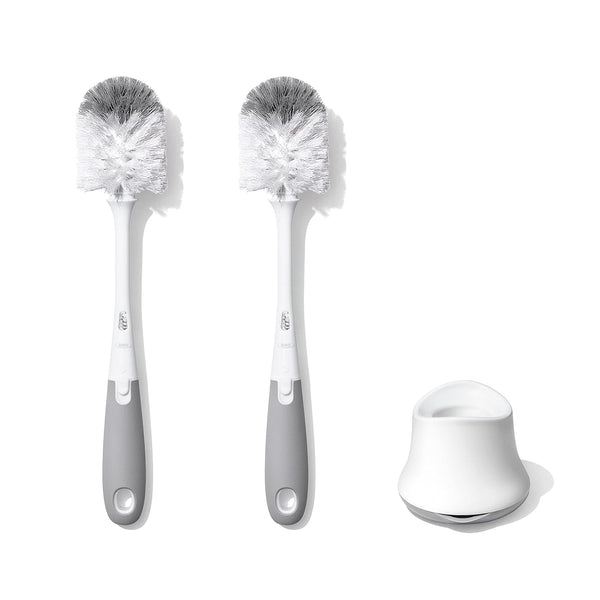 OXO Tot Bottle Brush with Nipple Cleaner and Stand Gray, 2-Pack