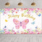Tatuo Butterfly Happy Birthday Backdrop 6x4ft, Pink Butterfly Party Decorations for Baby Shower