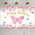 Tatuo Butterfly Happy Birthday Backdrop 6x4ft, Pink Butterfly Party Decorations for Baby Shower