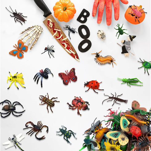 30 Pack Bug Toys, Fake Plastic Bugs and Insects for Kids, Halloween Birthday Party Favors, Goodie Bag Fillers
