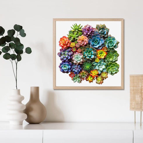 200 11.2'' 11' Mys Aurora Succulent Wooden Puzzles for Adults, Piece Unique Shaped Wood Jigsaw Puzzles for Adults