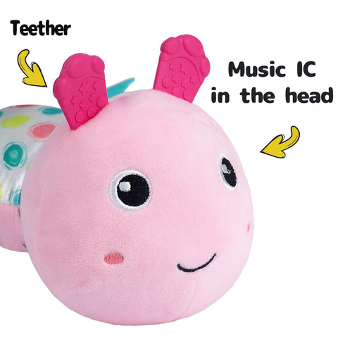 Sumobaby Infant Musical Stuffed Animal - Soft Toys with Multi-Sensory Crinkle, Rattle, Textures for Tummy Time, Pink
