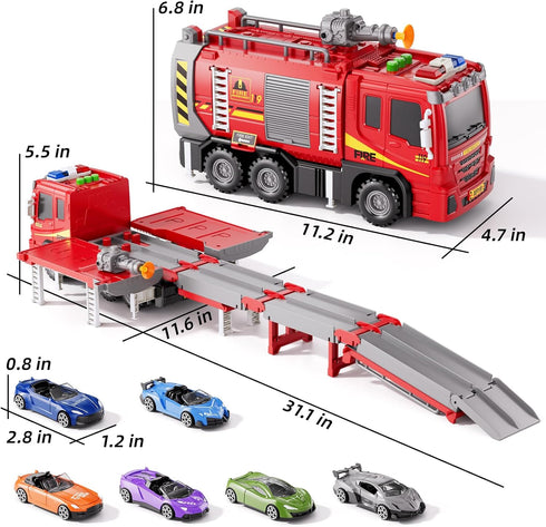 Xelabrion Set 3-5 4-7, 3 4 5 6 Sets, Fire Trucks Toy for Boys Age Fire Car Truck for Toddlers Years Old, Transport