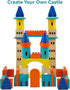 Wooden Castle Building Blocks Set, 69 Pieces Big Solid Beech Wood Stacking Toy for Kids