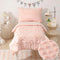 Toddler Bedding Set for Girls 4-Piece Pink Jacquard Pom Pom Tufts Bohemian