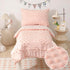 Toddler Bedding Set for Girls 4-Piece Pink Jacquard Pom Pom Tufts Bohemian