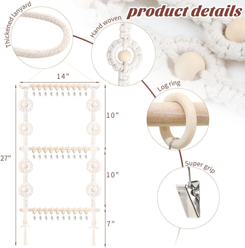 (Beige-1) POVETIRE Baby Headband Holder, Hair Bows and Accessories Storage Organizer, Wall Hanging Decor for Nursery