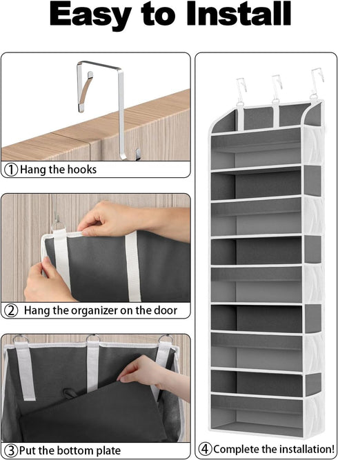 1 Pack Over The Door Storage Organizer with 5 Pockets, 10 Mesh Pockets, 44 lbs Capacity for Bedroom, Bathroom, Nursery