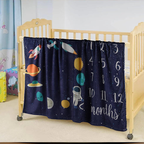 40 50IN Baby Monthly Milestone Star Astronaut Boy Blanket - Newborn Swaddle, Party Favors, Photography Backdrop Props
