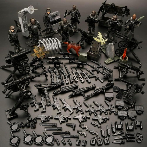 8 PCS SWAT Police Figure, Special Forces Mini Military Action Figure with Weapons and Accessories Building Blocks Set