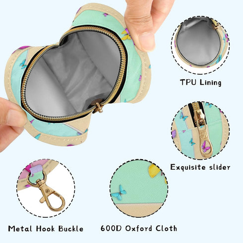 Butterfly Round Pacifier Storage Case with Zipper, Portable Pacifier Case for Travel, Diaper Bag & Purse, Pacifier