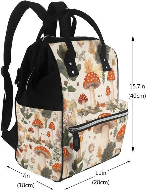 ZSUUGJ Backpack Mushroom Nature Wild Forest Printed Diaper Bag Baby Bag Multi Function Baby Changing Bags For Travel