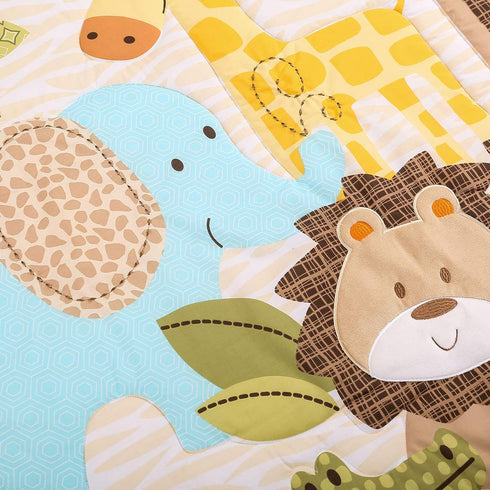 CribMATE Elephant Giraffe Lion Crocodile Quilted Crib Comforter Baby Girl/Toddler Crib Comforter Baby Gift Idea (Green